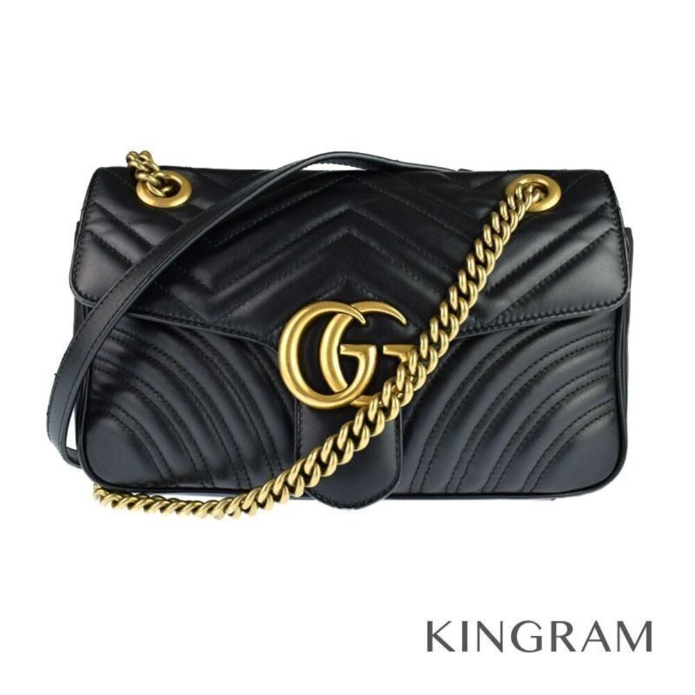 Gucci Marmont Quilted Shoulder Bag Black Leather